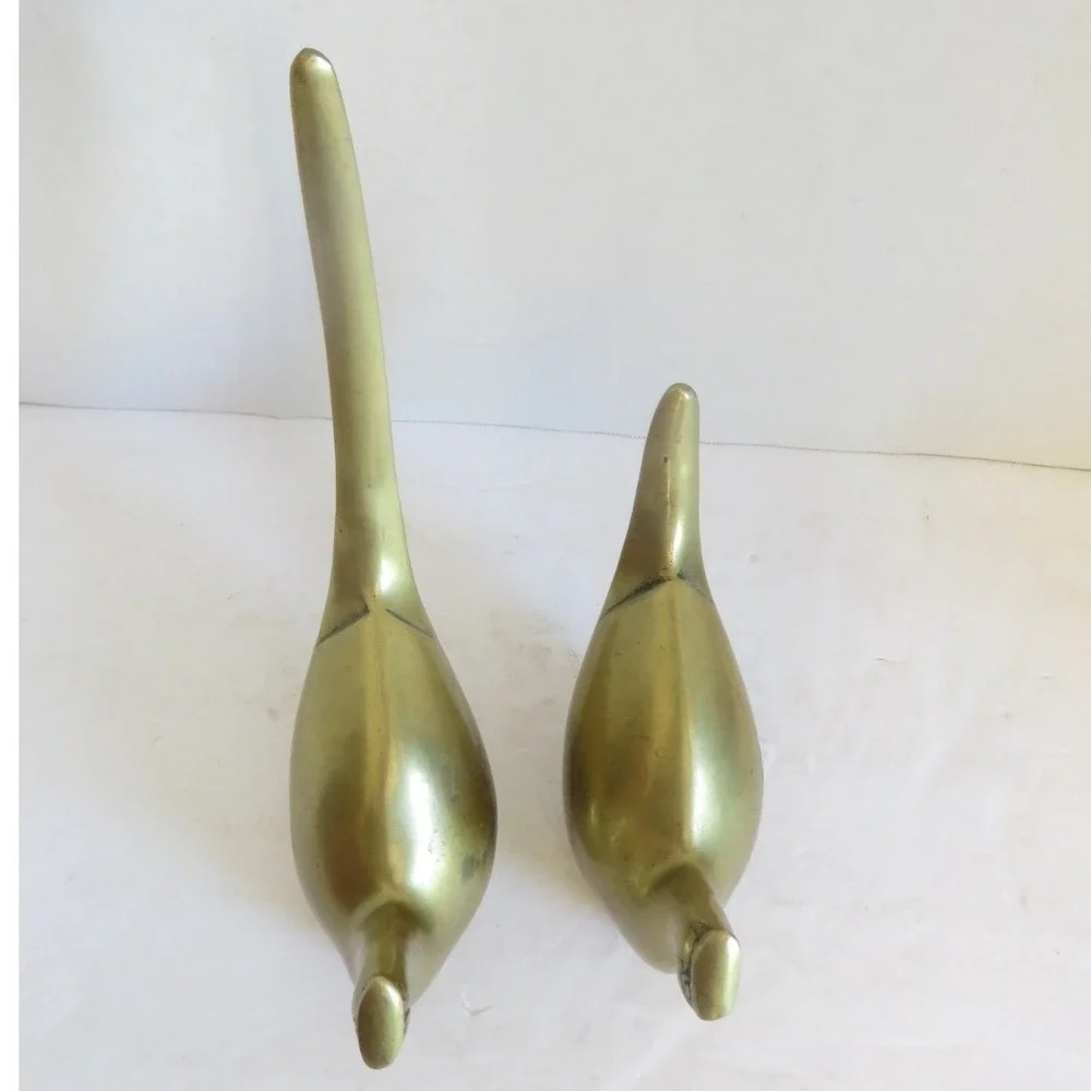 Vintage MCM Pair of Brass Birds Long Tail Pheasant‎ Figurine Set